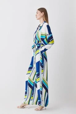 Karen Millen Tall Bold Stripe Belted Woven Jumpsuit -Karen Millen Shop multi tall bold stripe belted woven jumpsuit 2