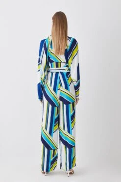 Karen Millen Tall Bold Stripe Belted Woven Jumpsuit -Karen Millen Shop multi tall bold stripe belted woven jumpsuit 4