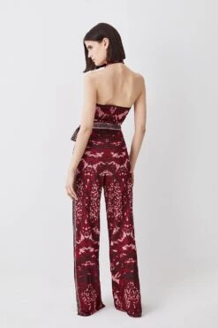Karen Millen Tall Mirror Jacquard Knit Halterneck Jumpsuit -Karen Millen Shop multi tall mirror jacquard knit halterneck jumpsuit 4