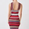 Karen Millen Petite Cross Front Sleeveless Striped Rib Knit Mini Dress -Karen Millen Shop natural petite cross front sleeveless striped rib knit mini dress