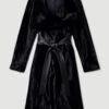 Karen Millen Petite Signature Ponyskin Belted Wrap Coat -Karen Millen Shop navy petite signature ponyskin belted wrap coat