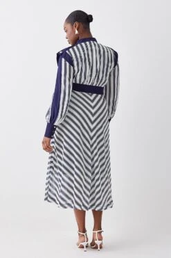 New Products 3 Karen Millen Plus Size Military Stripe Woven Midi Dress