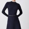 Karen Millen Tall Rib Knit Belted Midi Dress 2 Karen Millen Tall Rib Knit Belted Midi Dress -Karen Millen Shop navy tall rib knit belted midi dress