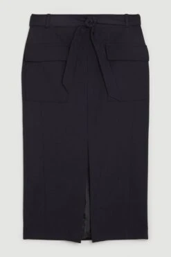 Karen Millen Tall Wool Blend Pocket Detail Midi Skirt