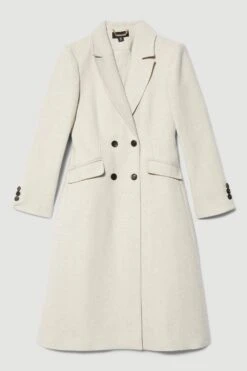 Karen Millen Tall Italian Virgin Wool Fitted Coat -Karen Millen Shop oatmeal tall italian virgin wool fitted coat 1 2