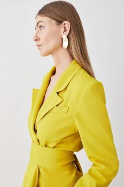 Karen Millen Petite Soft Drape Detail Blazer -Karen Millen Shop ochre petite soft drape detail blazer 5