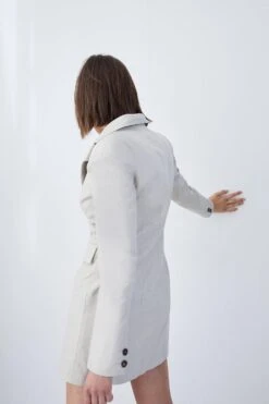 Karen Millen Leather Moto Fitted Biker Blazer Mini Dress -Karen Millen Shop off white leather moto fitted biker blazer mini dress 2