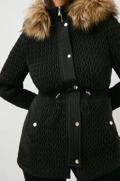 Karen Millen Plus Size Signature Quilt Short Coat -Karen Millen Shop off white plus size signature quilt short coat 3