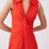 Karen Millen Petite Twist Knot Straight Leg Jersey Jumpsuit -Karen Millen Shop orange petite twist knot straight leg jersey jumpsuit