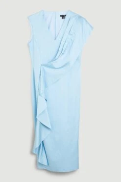 Karen Millen Tall Italian Wool Satin Drape Midi Dress