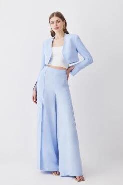 Karen Millen Tall Linen Edge To Edge Cropped Jacket