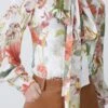 Karen Millen Petite Lydia Millen Crinkle Chiffon Floral Placement Top