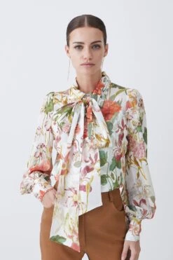 Karen Millen Petite Lydia Millen Crinkle Chiffon Floral Placement Top -Karen Millen Shop petite lydia millen crinkle chiffon floral placement top 1 4