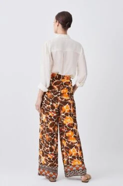 Karen Millen Petite Mixed Animal Woven Wide Leg Trouser -Karen Millen Shop petite mixed animal woven wide leg trouser 4