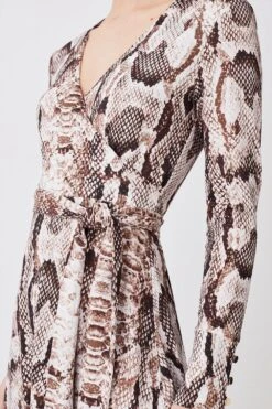 Karen Millen Petite Snake Print Wrap Jersey Midi Dress