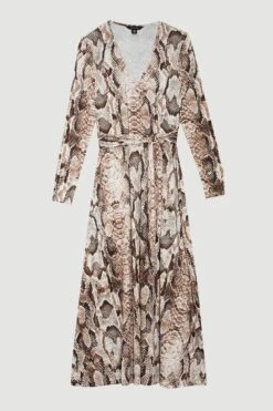 Karen Millen Petite Snake Print Wrap Jersey Midi Dress -Karen Millen Shop petite snake print wrap jersey midi dress 1 3