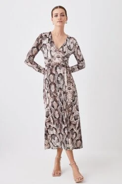 Karen Millen Petite Snake Print Wrap Jersey Midi Dress -Karen Millen Shop petite snake print wrap jersey midi dress 1 4