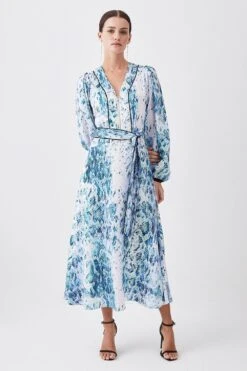 Karen Millen Petite Soft Snake Print Satin Piped Zip Front Midi Dress -Karen Millen Shop petite soft snake print satin piped zip front midi dress 4