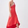Karen Millen Tall Bandage Diamante Trim One Shoulder High Low Midi Dress -Karen Millen Shop pink tall bandage diamante trim one shoulder high low midi dress