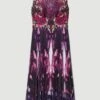 Karen Millen Petite Metallic Guipure Lace Mirrored Midi Dress -Karen Millen Shop purple petite metallic guipure lace mirrored midi dress
