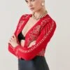 Karen Millen Baroque Hotfix Cropped Knit Jacket