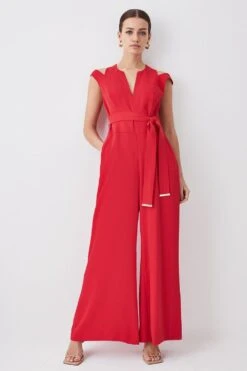 Karen Millen Petite Soft Tailored Wide Leg Jumpsuit