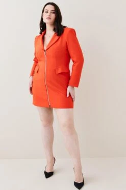Karen Millen Plus Size Corset Waist Blazer Mini Dress -Karen Millen Shop red plus size corset waist blazer mini dress 1 3