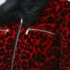 Karen Millen Shearling Leopard Print Vinyl Contrast Coat -Karen Millen Shop red shearling leopard print vinyl contrast coat