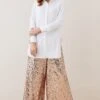 Karen Millen Lydia Millen Petite Textured Sequin Wide Leg Trousers -Karen Millen Shop rose gold lydia millen petite textured sequin wide leg trousers