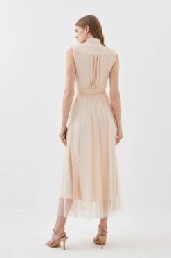 Karen Millen Lydia Millen Tall Mesh Sweeping Pussy Bow Woven Maxi Dress -Karen Millen Shop rose lydia millen tall mesh sweeping pussy bow woven maxi dress 3