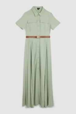 Karen Millen Lydia Millen Tall Soft Tailored Pleat Panel Midi Shirt Dress