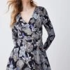 Karen Millen Tall Floral Belted Wrap Viscose Blend Jersey Midaxi Dress -Karen Millen Shop tall floral belted wrap viscose blend jersey midaxi dress