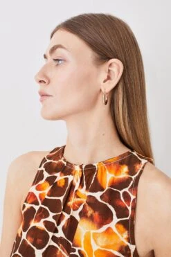 Karen Millen Tall Mixed Animal Woven Shell Top -Karen Millen Shop tall mixed animal woven shell top 2