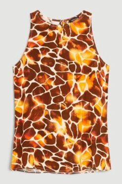Karen Millen Tall Mixed Animal Woven Shell Top -Karen Millen Shop tall mixed animal woven shell top 4