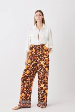 Karen Millen Tall Mixed Animal Woven Wide Leg Trouser -Karen Millen Shop tall mixed animal woven wide leg trouser 2