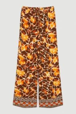 Karen Millen Tall Mixed Animal Woven Wide Leg Trouser