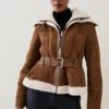 Karen Millen Lydia Millen Two In One Shearling Coat -Karen Millen Shop tan lydia millen two in one shearling coat