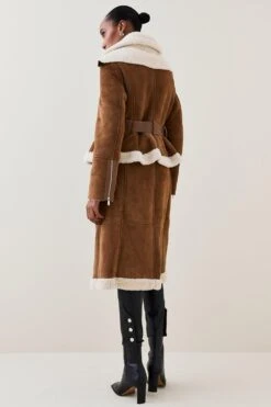 Karen Millen Lydia Millen Two In One Shearling Coat -Karen Millen Shop tan lydia millen two in one shearling coat 1 4