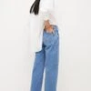 Karen Millen Mid Rise Wide Leg Crop Jeans -Karen Millen Shop vintage wash mid rise wide leg crop jeans