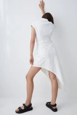 Front Page 36 Karen Millen Denim Asymmetric Hem Midi Shirt Dress